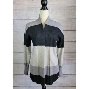 ANDREE By Unit Open Front Striped Cardigan Sweater Grey and Black Size Small